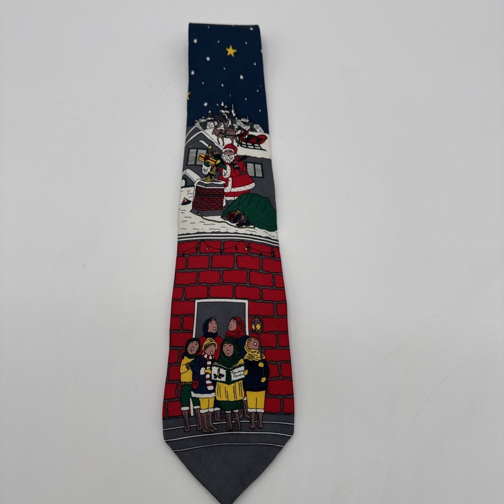 Wembley 100% Silk Christmas Santa Scene Men's Vintage Tie